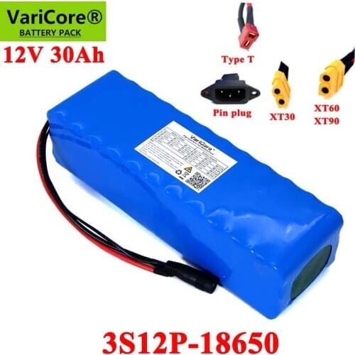 VariCore 11.1v 12V 30Ah 18650 Lithium Battery Pack 12.6v 30000mah Batteries for Miners Lamp 800W Electric bicycle