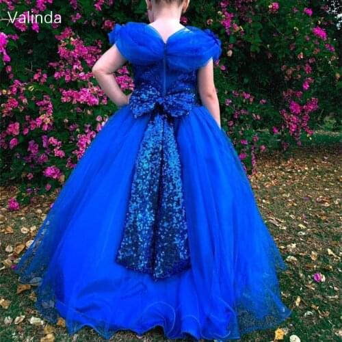 Royal Blue Girl Pageant Dresses Long Special Occasion Gowns
