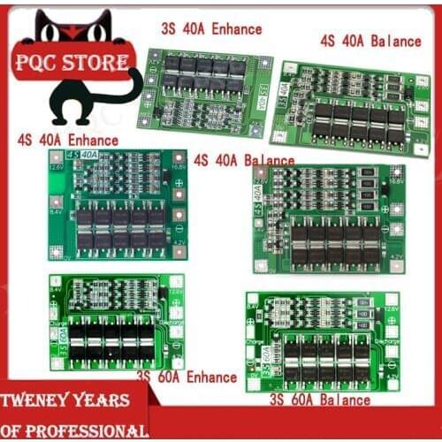 3S/4S 40A 60A Li-ion Lithium Battery Charger Protection Board 18650 BMS For Drill Motor 11.1V 12.6V/14.8V 16.8V Enhance/Balance