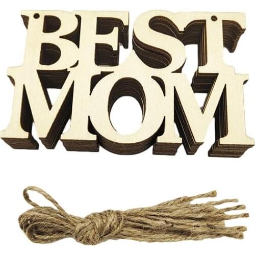 10Pcs Love Father`s Mothers Day Wooden Love Heart Plaque Rose Letters Gift Hanging Ornaments For Mum Mummy