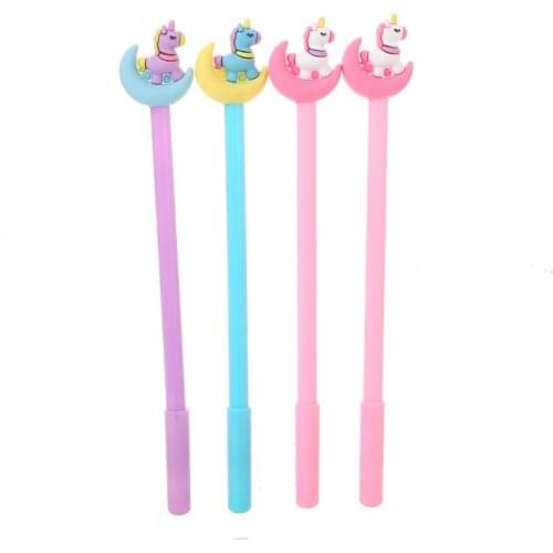 100 Pcs Cartoon Moon Unicorn Neutral Pen Creative Stationery Lovely Moon Pony Water Signature Pen Kawaii Stationery