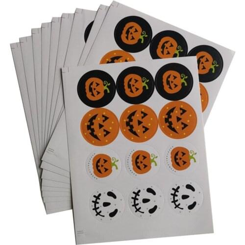 120pcs 3CM Halloween Pumpkin Ghost Round Handmade Packaging Sealing Label Sticker DIY Halloween Gift Stickers Halloween Decor