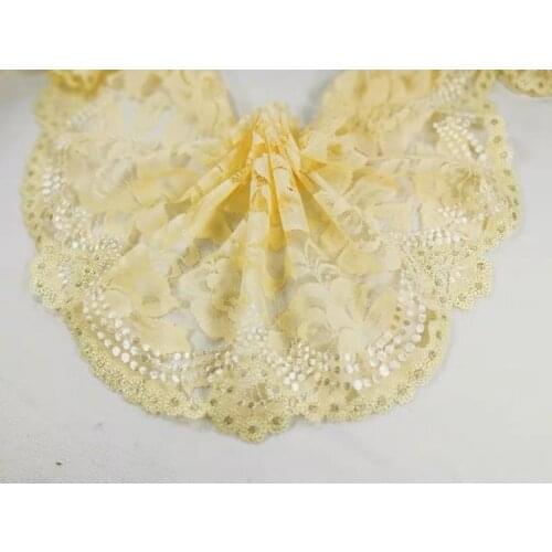 2 Meters/lot 20cm Width Yellow Lace Mesh Fabric Venise Net Lace Trim Embroidery Embellishment Crafts Doll Free Shipping