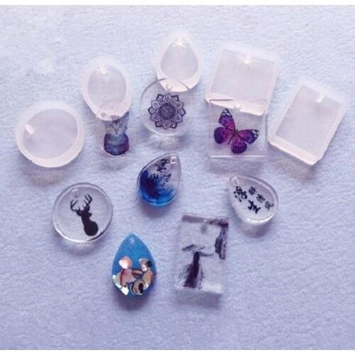 25 Pcs/Set Keychain Pendant Silicone Mould DIY Crafts Jewelry Necklace Casting Tool Crystal Epoxy Resin Mold Drop Shipping