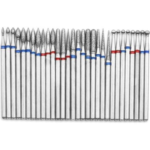 30PCS Milling Cutters Diamond Nail Drill Bits Rotary Remover Nail Files Tools Grinding Needle Tungsten Steel Grinding Head