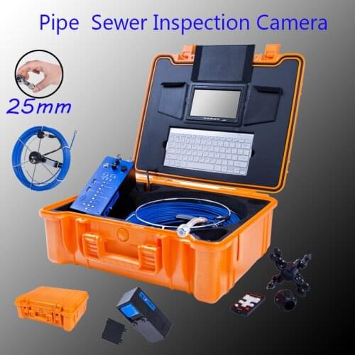 7inch Display Waterproof IP68 25mm Drain Camera Head Pipe Inspection Camera System 20M Cable Reel With Keyboard