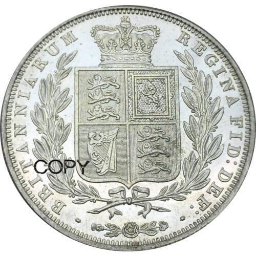 United Kingdom 1/2 Crown 1842 Victoria young head Cupronickel Plated Silver Copy Coins