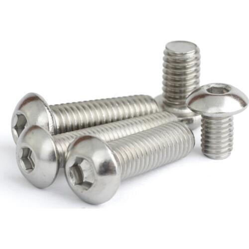 20PCS Stainless Steel Bolts US Standard Diameter 8-32 10-24 304 Hex Socket Cap Screws Round Bolts