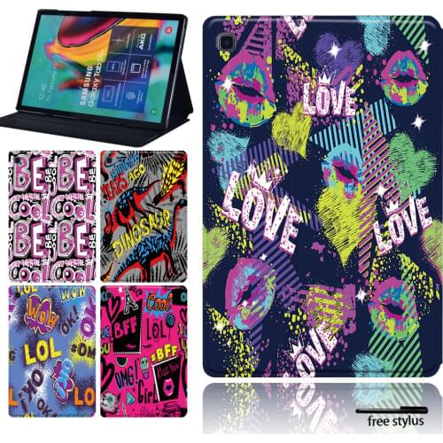 New Graffiti Cover Case for Samsung Galaxy Tab S6 Lite 10.4"/Tab S7 "/Tab S4 S5e S6 10.5" Anti -cratch Leather Flip Tablet Case