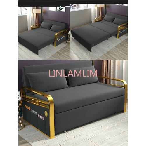 Linen hemp fabric sofas Living Room Sofa set stainless steel frame alon couch puff asiento muebles de sala canape sofa bed cama