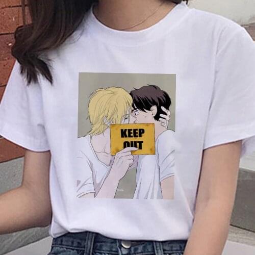 Japanese Anime Banana Fish print T Shirt Women Cartoon Boys Love Manga Tops Harajuku Loose Short Sleeve Tee T-shirt Streetwear