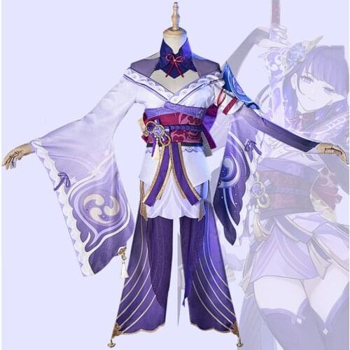 Game Genshin Impact Shogun Raiden Combat Dress Lovely Uniform Cosplay Costume Halloween Women