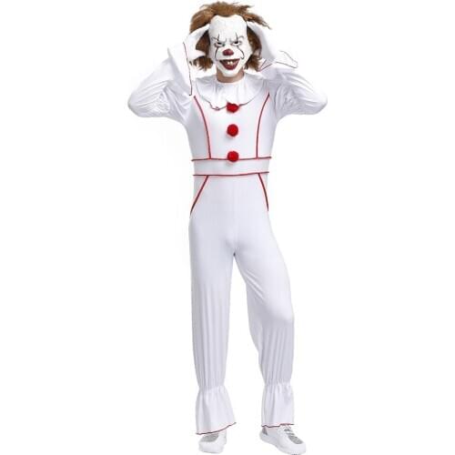 Stephen Kings It Pennywise Cosplay Costume Adult Men Halloween Horror Clown Costume Carnival Fancy Party Dress Outfit mask