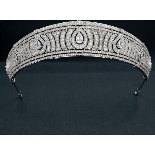Classic Zirconia Royal Replica Tiara for Wedding,Crystal Princess Tiaras Diadem for Girl,Prom,Party Head Jewelry CH10366