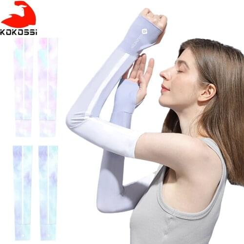 KoKossi Sun Protective Ice Silk Sleeves Anti-pilling Lightweight Breathable Sweat-absorbing Stretch Outdoor Sport Arm Protection