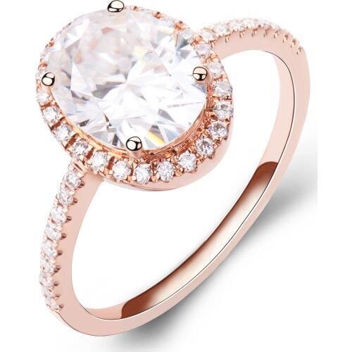 100% 18K Rose Gold 1 Carat Oval Shape Moissanite Diamond Ring Wedding Jewelries For Women