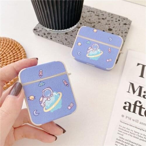 Space astronaut Leather Earphone Case for Apple Airpods 1 2 Wireless Bluetooth Shockproof Headphone Funda Cover for Airpods Pro