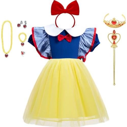 Fancy Snow White Princess Dress Girl Carnival Christmas Cosplay Princess Dresses Kids Baby Birthday Halloween Party Fancy Dress