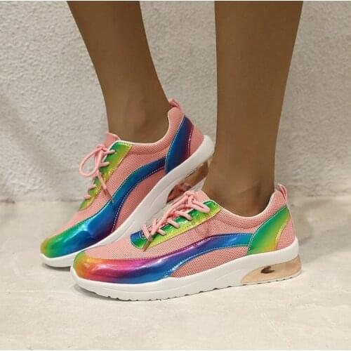 Fashion Platform Sneakers Women Shoes Sport Running Summer Breathable Mesh Casual Shoes Women Lace-up Shoes Zapatillas Mujer