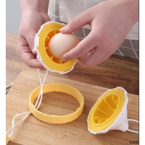 Kitchen Gadget 1 Set Golden Egg Trap Artifact With Drawstring Manual Rotating Egg Yolk White Mixer Egg Shaker With Egg Cutter