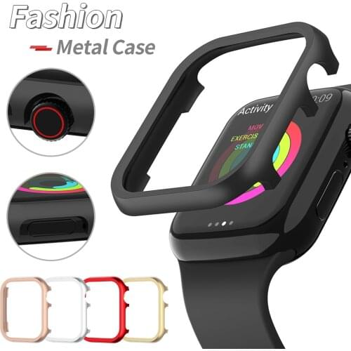 Hard Metal Protector Cover for Apple Watch Series 6 SE 5 4 3 2 Case Aluminum Bumper for Iwatch 40mm 44mm 38mm 42mm Hollow Frame