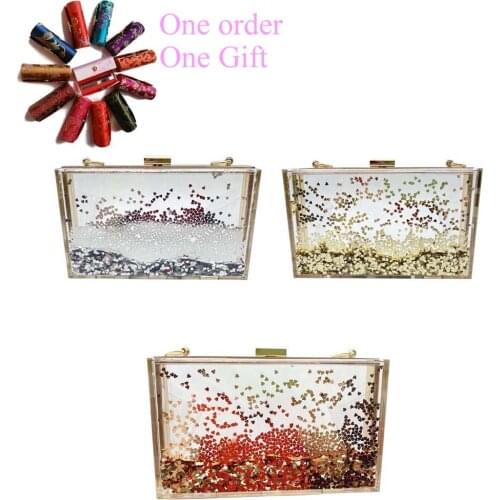 Fashion Transparent Summer Holiday Handbag Brand Acrylic Clutch Bag Loving Heart Liquid Clutch Purse For Women Evening Luxury