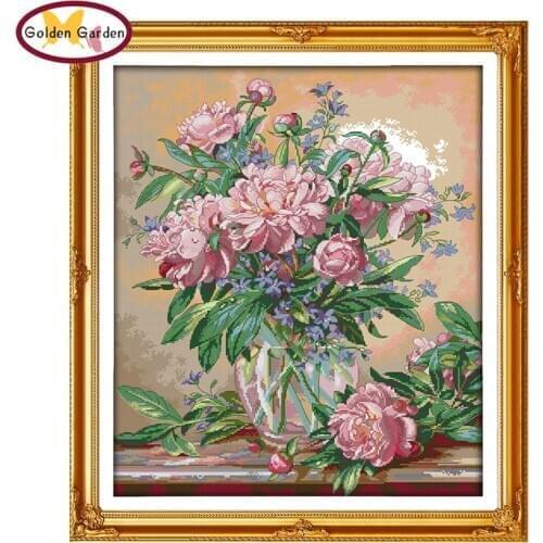 GG Bluebells Vase Flower Joy Sunday DIY Needlework Sets Christmas Embroidery Design Cross Stitch Patterns for Home Decoration