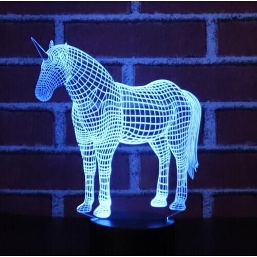 3D LED Night Light Unicorn with 7 Colors Light for Home Decoration Lamp Amazing Visualization Optical Illusion Awesome