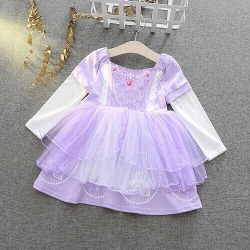 Girls Autumn Dresses Kids Princess Sofia Dress Girls Cartoon Dress Children Winter Costume Monsoon Kids Long Sleeve Clothes 2-7y