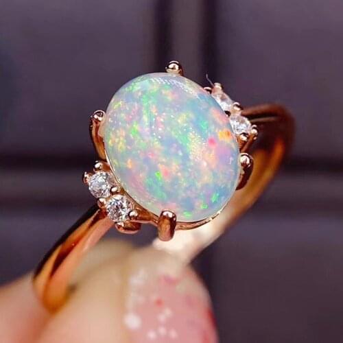 Natural real white opal oval ring Free shipping 7*9mm 1.1ct gemstone 925 sterling silver Fine jewelry J2122712