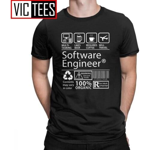 Software Engineer Programming T-Shirt Men Eat Sleep Code Repeat Programmer Developer Awesome Cotton Tees T Shirt Europe Tops