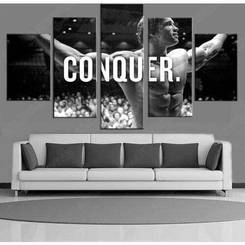 Modern Wall Art Canvas HD Prints Frame Modular Poster 5 Pieces Conquer Pictures Arnold Schwarzenegger Painting Home Decor