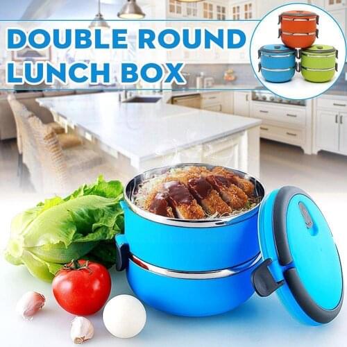 Steel Insulated Lunch Box Double Layer Tableware Picnic Office Kids Container Boxes School Case Storage Food Adults V8J8