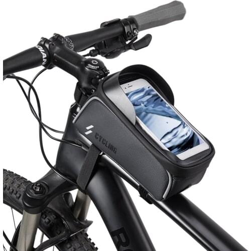 Front Frame Bag Waterproof Bike Phone Pouch Removable Ajustable Bicycle Pannier Bike Phone Holder Case