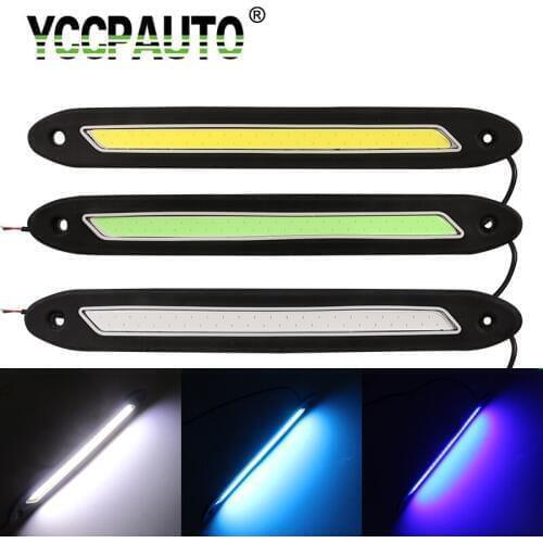 YCCPAUTO 2Pcs High Power COB LED Daytime Running Light Flexible Waterproof DRL Bar Car Fog Lamp Driving Light White DC12V