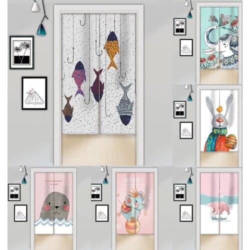 Cartoon Bedroom Half Panel Curtain Kitchen Blackout Curtain Home Decoration Doorway Hanging Curtain Cotton Linen Curtain