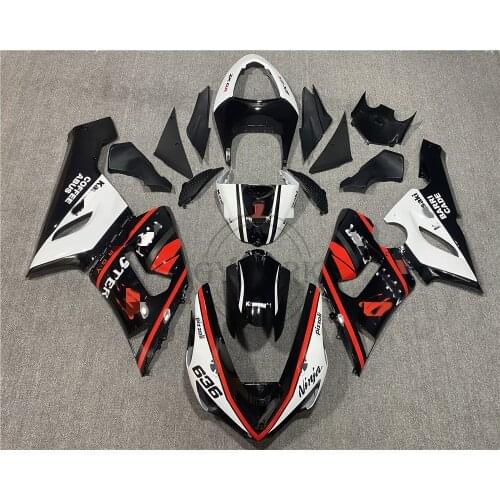 Motorcycle Parts ABS Injection Full Car Fairing Kit For Kawasaki Ninja 636 ZX-6R ZX6R 2005 2006 05 06 Black And White Color Body