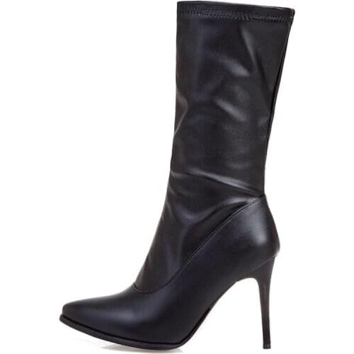 Big Size 9 10 11-19 boots women shoes ankle boots for women ladies boots Side zipper leopard print pointed heel