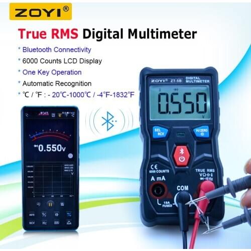 ZOYI ZT-5B Digital multimeter Bluetooth Wireless Technology Smart T-RMS Voltmeter Ammeter Auto Rang analog Capacitor NCV Tester