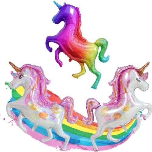 1pc Giant Laser Gradients Unicorn Horse Balloon Rainbow Unicorn Foil Balloon For Grand Event Birthday Party Decor Kid Toys