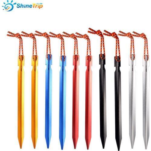 10pcs 18cm Tent Pegs Aluminum AlloyTent Stake with Rope Tent Nail Peg Tent Accessories Equipment Outdoor Tool