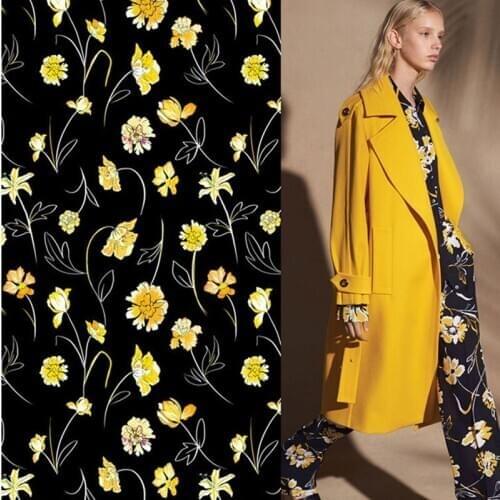 100% mulberry silk crepe de chine fabric cloth per meter 140 cm wide 16mm printed clothing dress fabric wholesale silk cloth