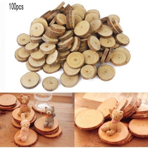 100pcs 1.5-3CM Wood Log Slices Discs DIY Crafts Wedding Centerpieces Paint Decor Wooden For Wedding Party Decoration Accessories
