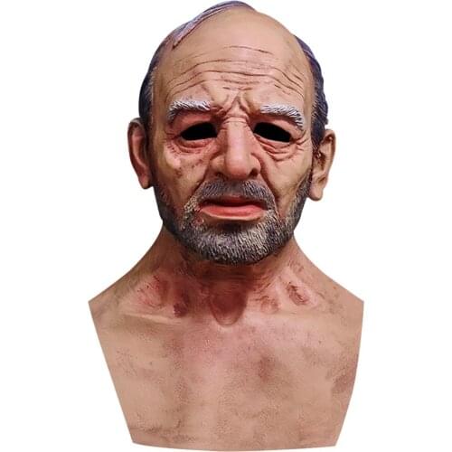 2021 Old Man Scary Mask Cosplay Old Man Latex Mask Realistic Halloween Horror Funny Cosplay Party Mask Old Man Head Helmet Mask