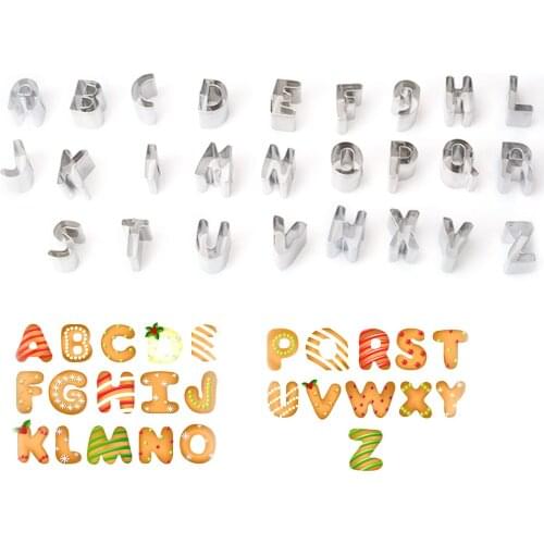 26pcs/kit Alphabet Letter Cookie Moulds Biscuit Cutter Stainless Steel 26 letters Baking DIY Chocolate cake cooking tool Kitchen