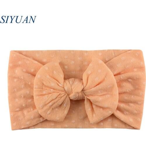 30pcs/lot Wholesale Wide Nylon Soft Elastic Polka Dot Headband with Bow 2019 Newest Headwear for Christmas HB107