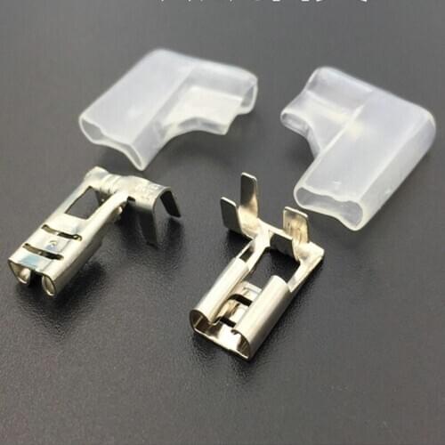 50sets 6.3 the plug spring insulated terminal cold terminal Flag Shape plug spring terminals,0.5-2.0mm2