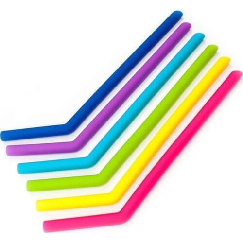 6 color Silicone Eco Drinking Straw Silicone Stripes Straw Reusable for 800ml Mugs Smoothie Flexible Sucker LX8658