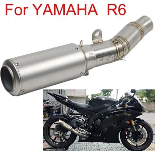 60mm Motorcycle Slip On Exhaust Full System Moto Escape Muffler Brand Laser With Middle Link Pipe For YAMAHA R6 2006-2018 year