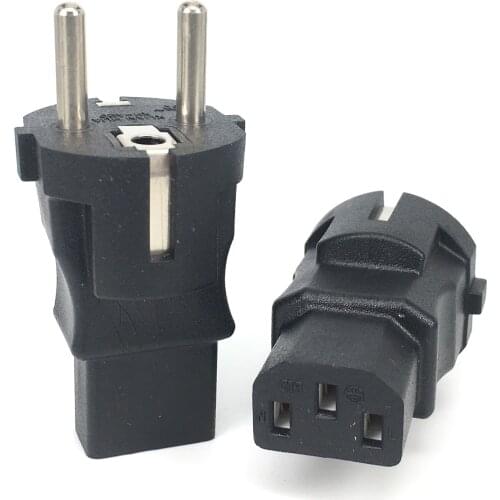 EU TO IEC320 C13 Power adapter,EU male to IEC320 C13 female AC plug,EU(4.8MM) 2 pin to PDU/UPS conversion plug,10A 250V